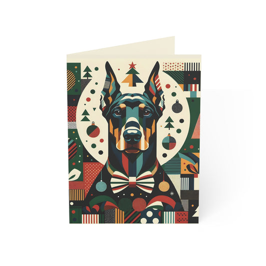 Set of Patchwork Doberman Holiday Greeting Cards