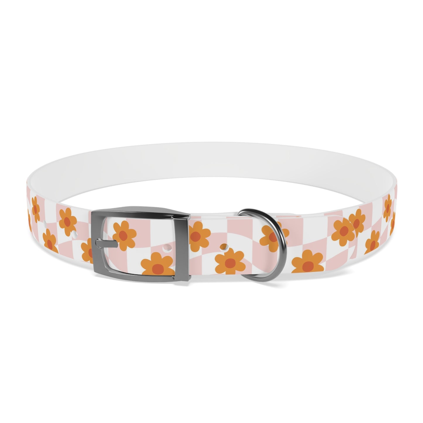 Pink and Orange Retro Pattern Dog Collar