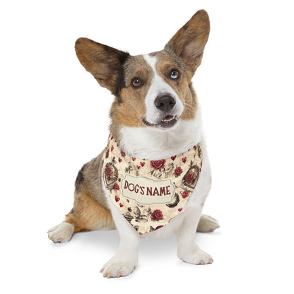 Renaissance Rose Personalized Dog Bandana With Adjustable Collar