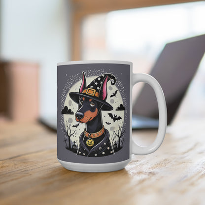 Doberman Witch Ceramic Mug