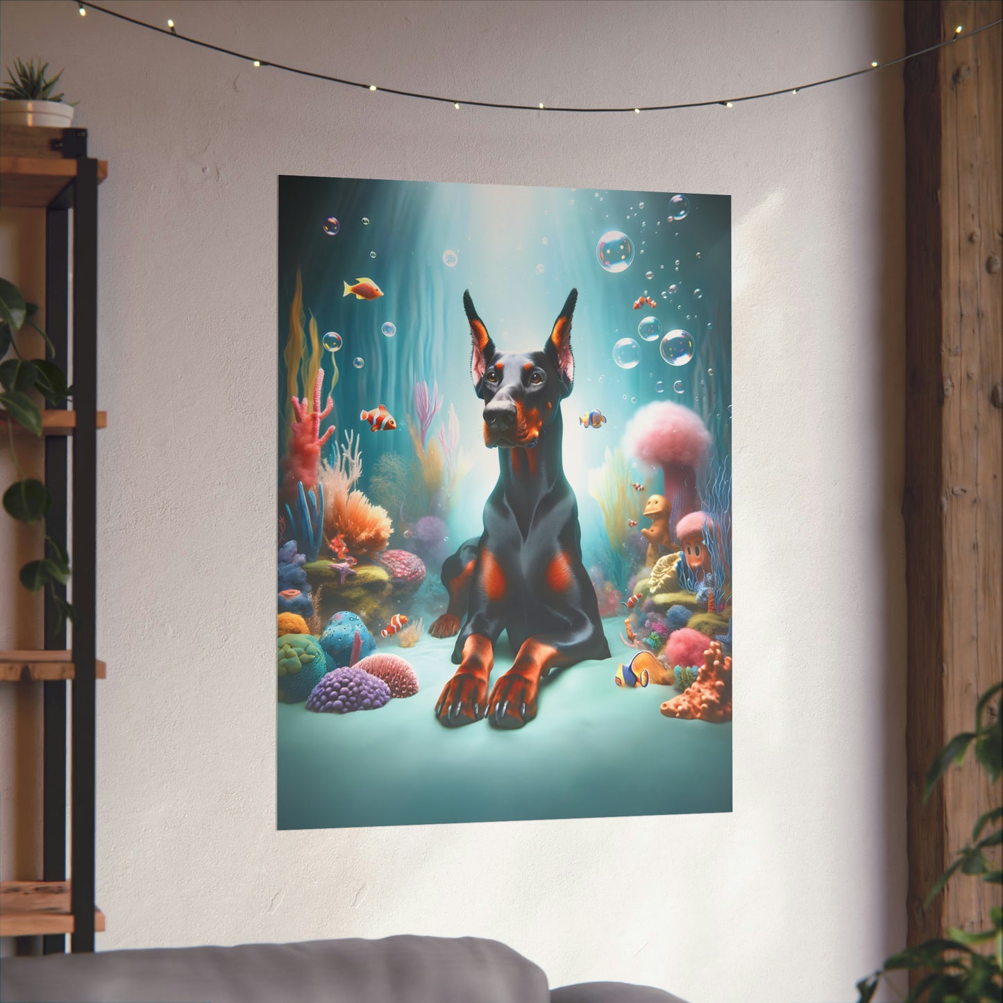 Doberman Oceanic Aura Poster