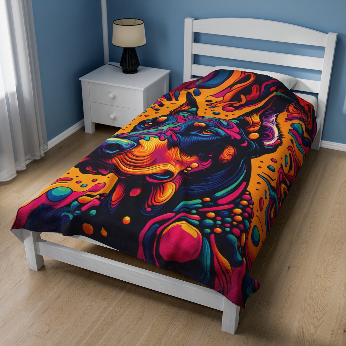 Psychedelic Doberman Velveteen Plush Blanket