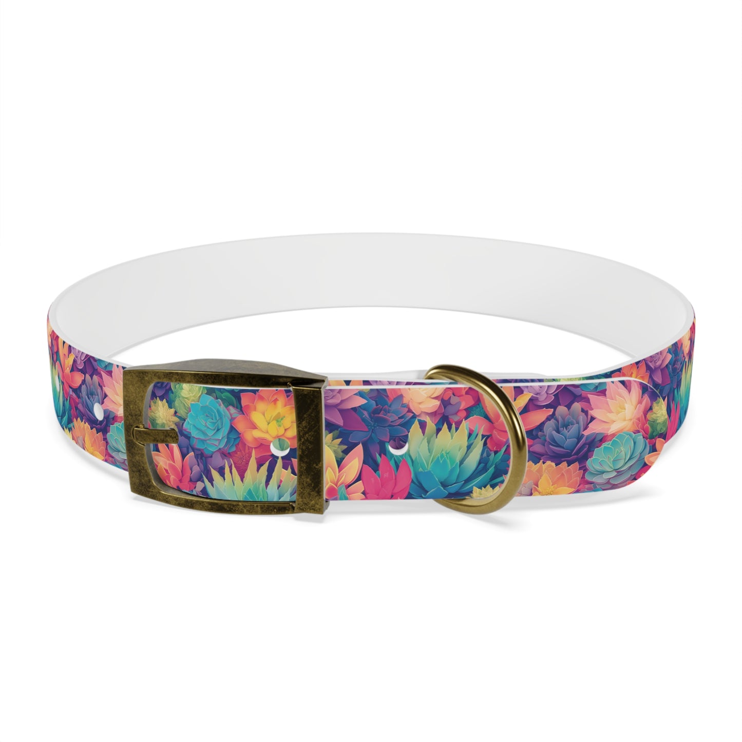 Personalized Pastel Succulents Dog Collar