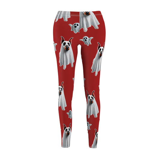 Ghostly Doberman Leggings Blood Red