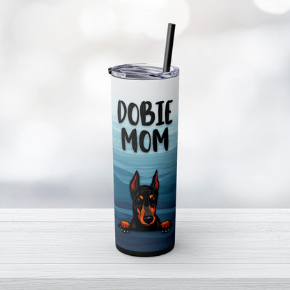 Dobie Mom Skinny Tumbler with Straw, 20oz