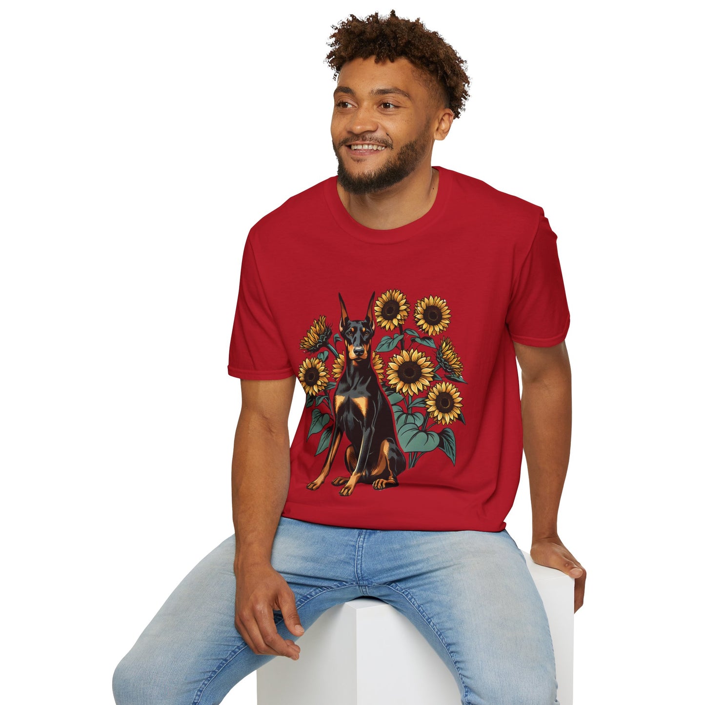 Doberman Sunflowers Unisex Tee