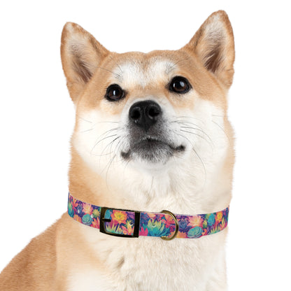 Personalized Pastel Succulents Dog Collar