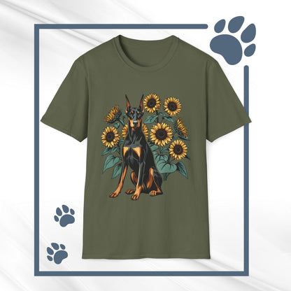 Doberman Sunflowers Unisex Tee