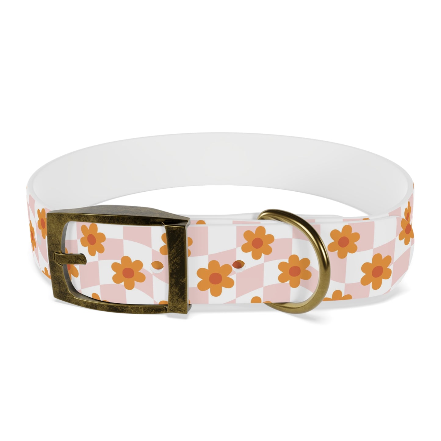 Pink and Orange Retro Pattern Dog Collar