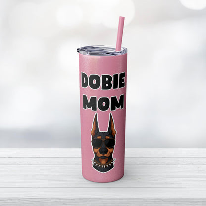 Dobie Mom Skinny Tumbler with Straw, 20oz