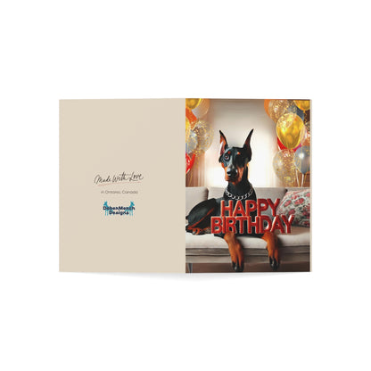 Doberman Birthday Bliss - Car Ride Joy Greeting Card