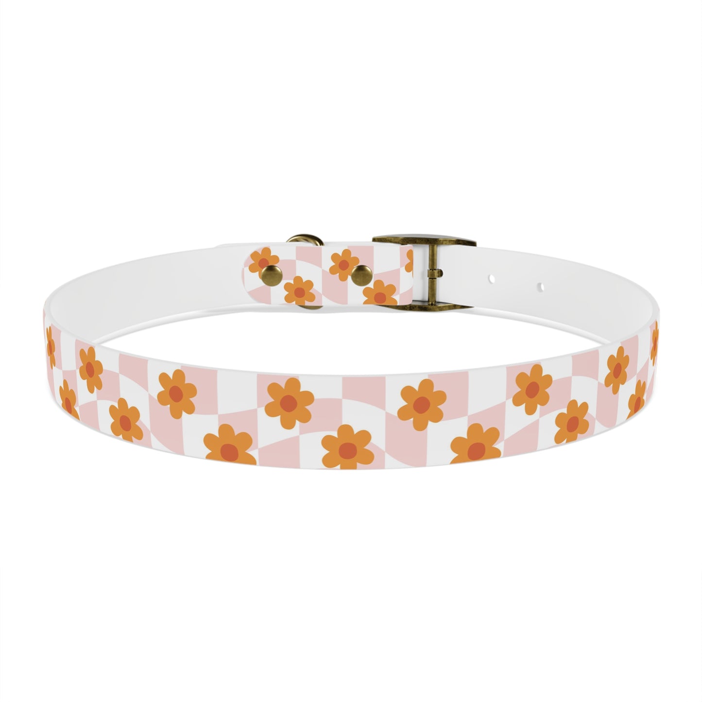 Pink and Orange Retro Pattern Dog Collar