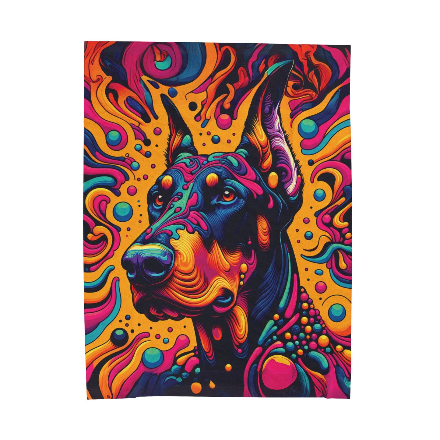 Psychedelic Doberman Velveteen Plush Blanket