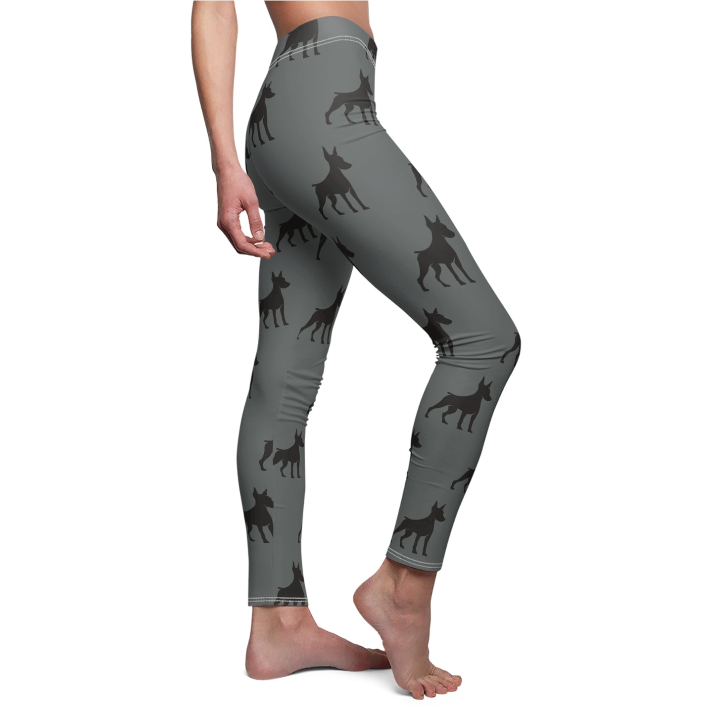 Grey Doberman Silhouette Leggings