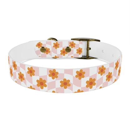 Pink and Orange Retro Pattern Dog Collar