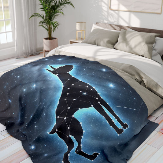 Doberman Dog Fleece Blanket - Starry Night Sky Throw