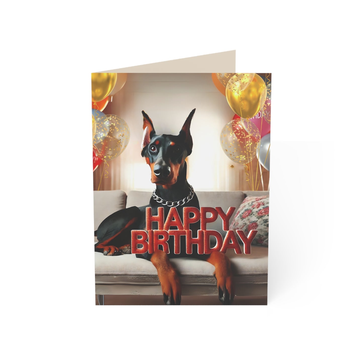 Doberman Birthday Bliss - Car Ride Joy Greeting Card