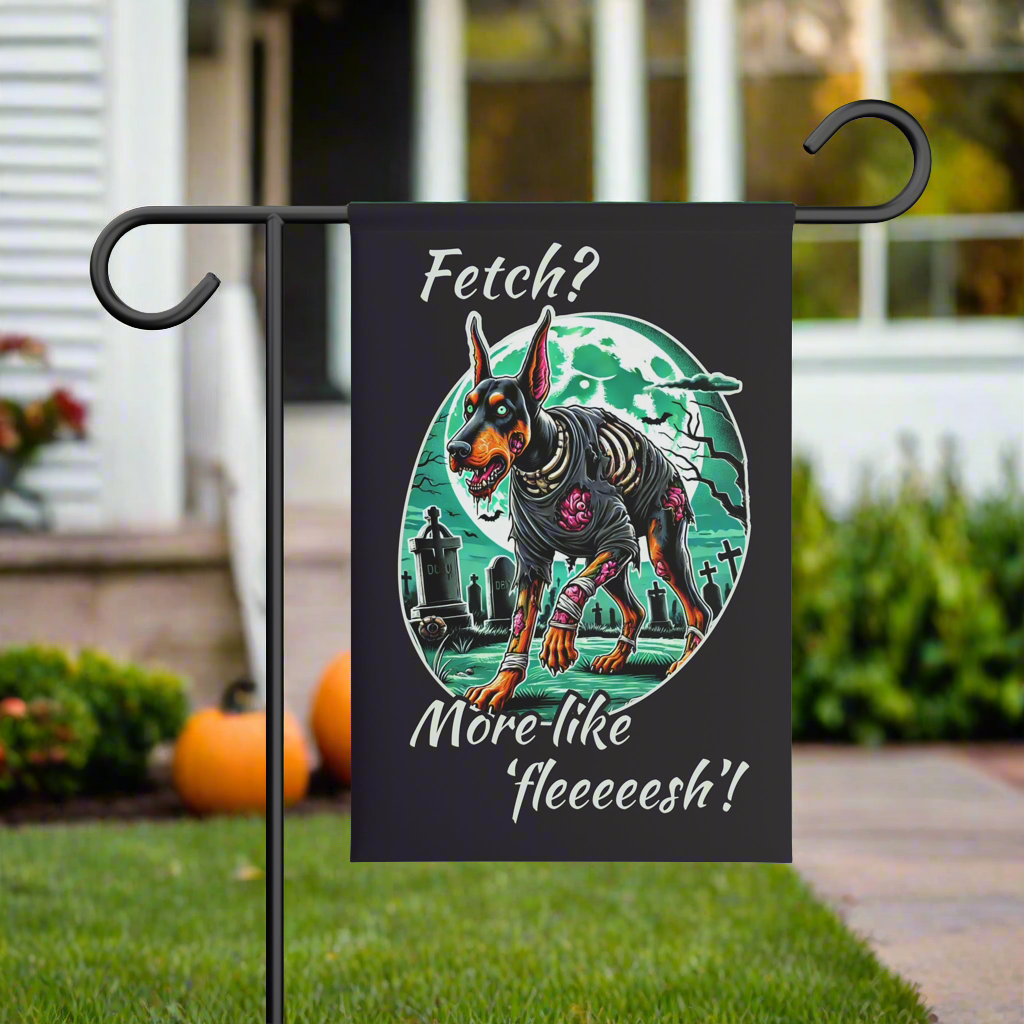 Zombie Doberman Halloween Garden Flag