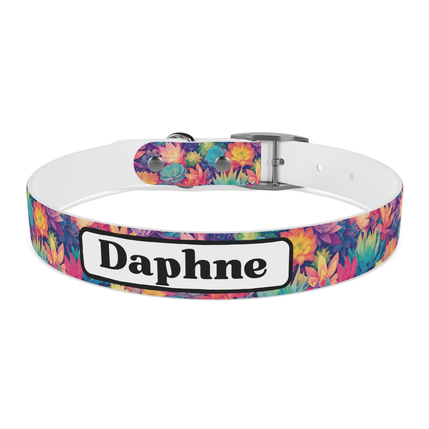 Personalized Pastel Succulents Dog Collar