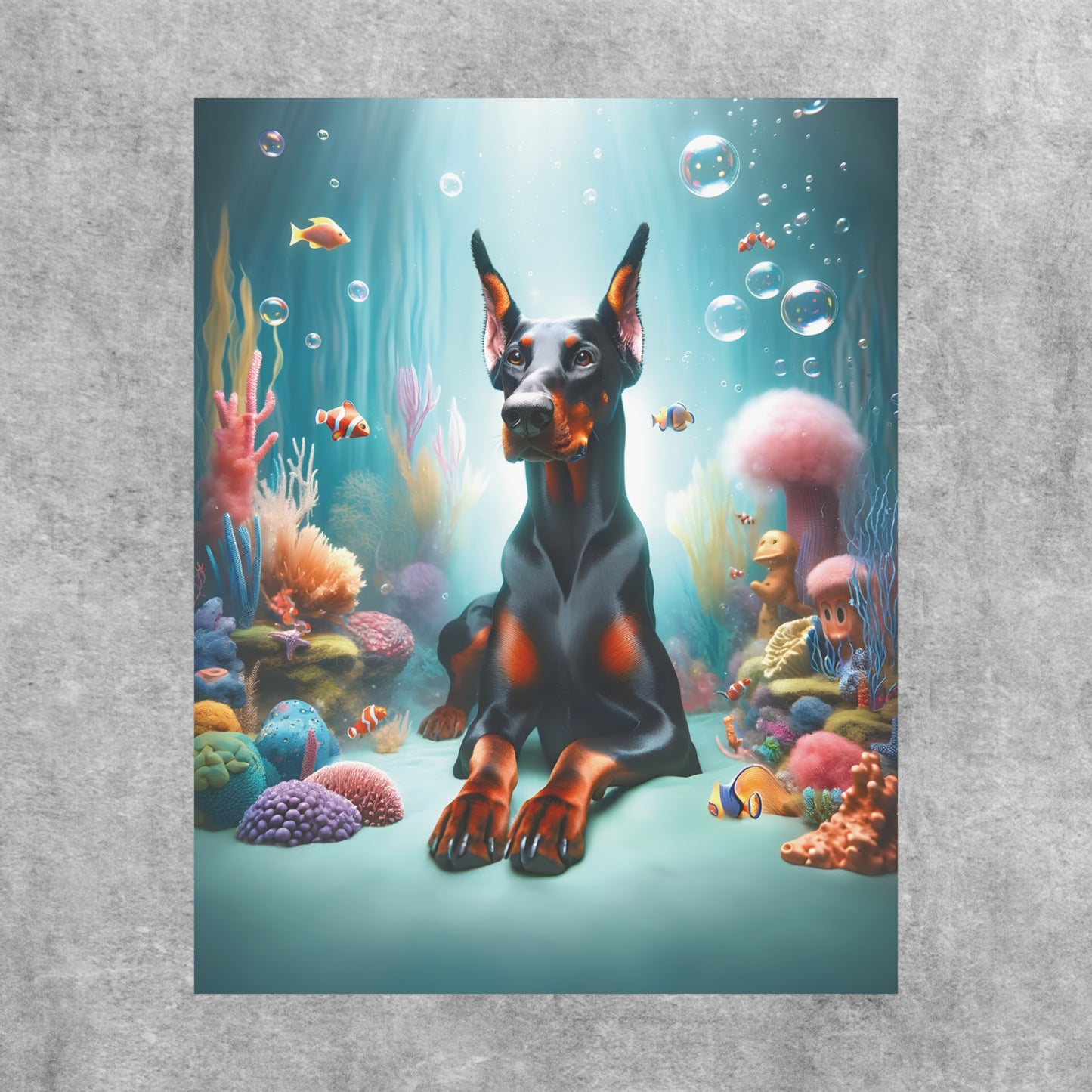 Doberman Oceanic Aura Poster