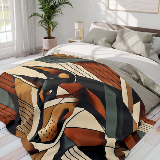 Modern Abstract Doberman Fleece Throw Blanket