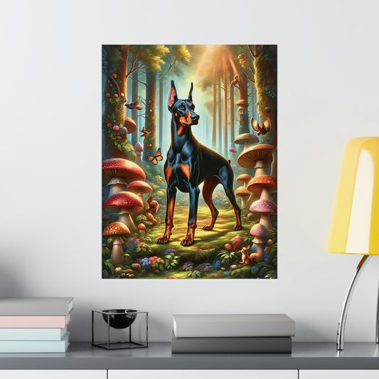 Doberman Sentry of the Shrooms Poster