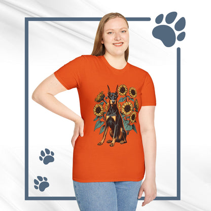 Doberman Sunflowers Unisex Tee