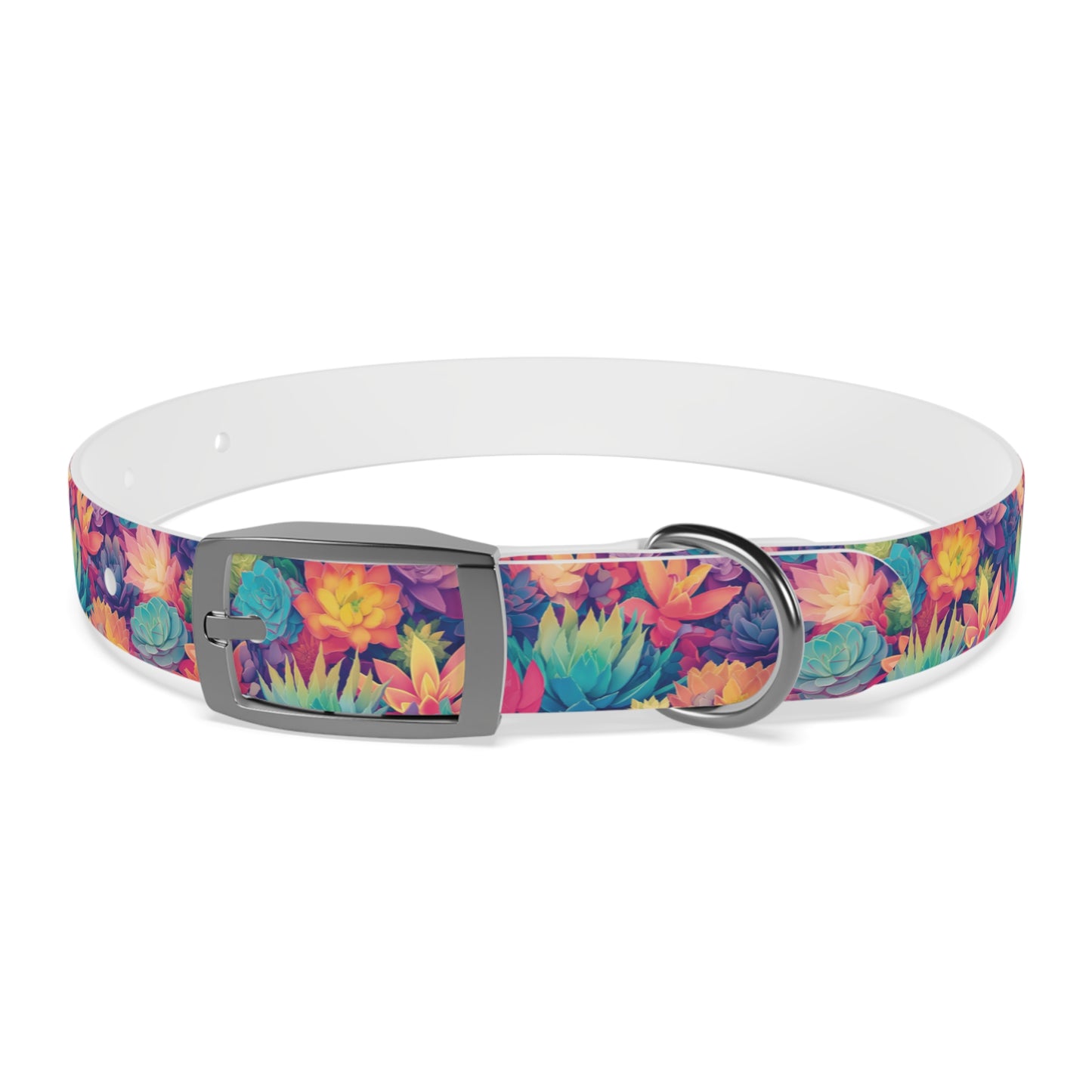 Personalized Pastel Succulents Dog Collar