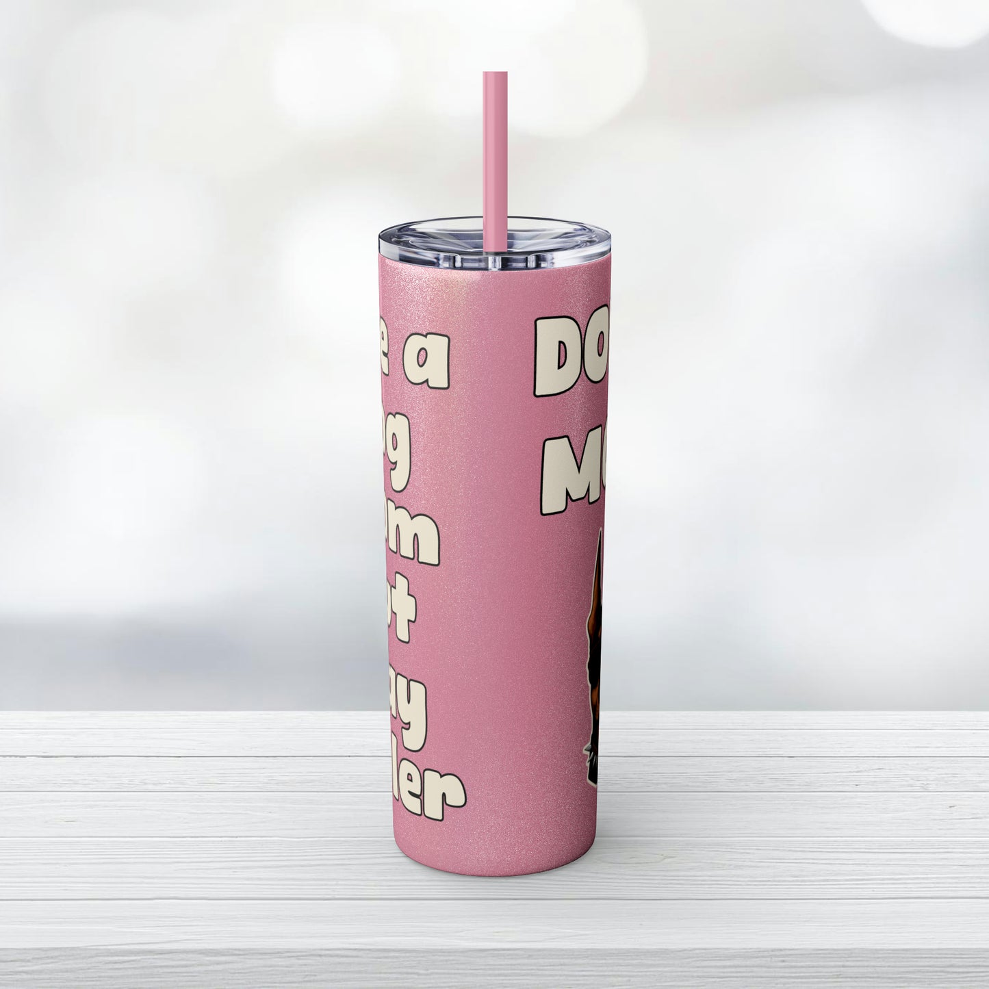 Dobie Mom Glitter Tumbler with Straw, 20oz