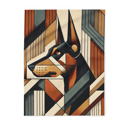 Modern Abstract Doberman Fleece Throw Blanket