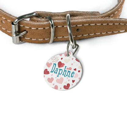 Hand Drawn Hearts Personalized Dog ID Tag