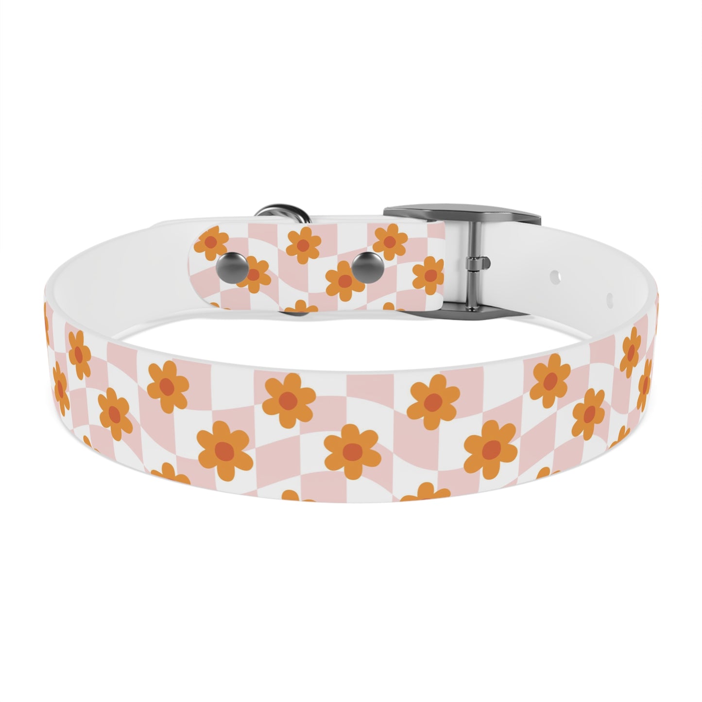 Pink and Orange Retro Pattern Dog Collar