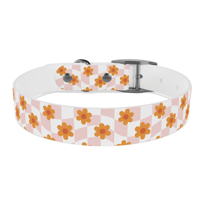 Pink and Orange Retro Pattern Dog Collar