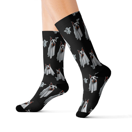 Spooky Black Doberman Ghost Socks