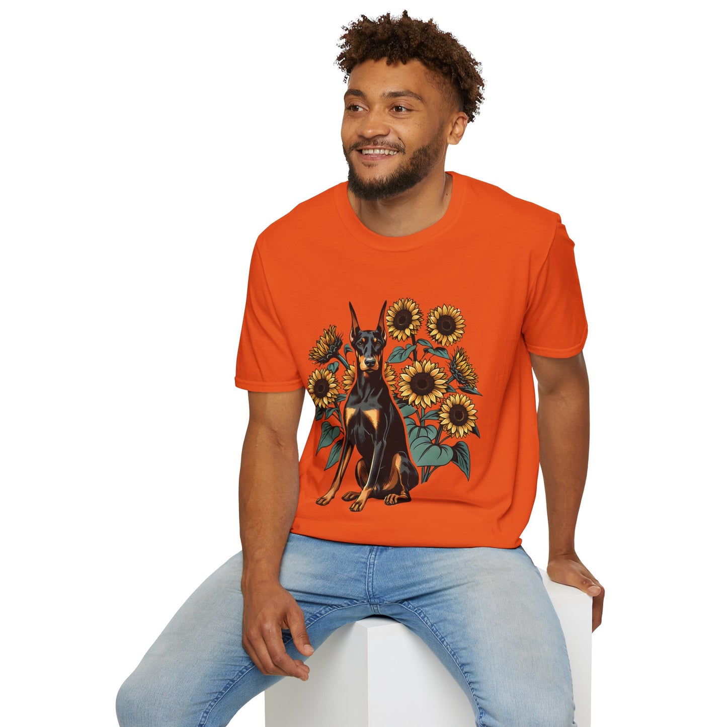 Doberman Sunflowers Unisex Tee