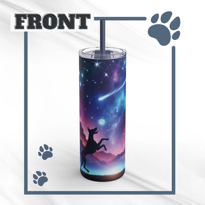 Doberman Playing With The Stars Skinny Matte Tumbler, 20oz