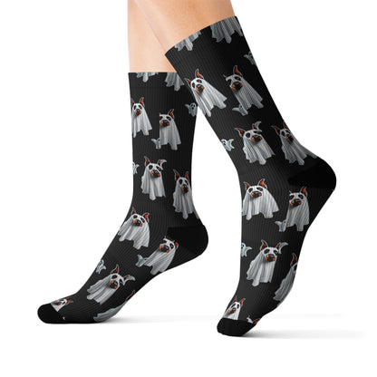 Spooky Black Doberman Ghost Socks