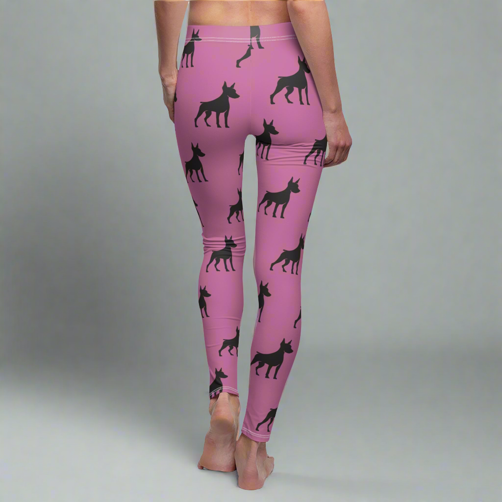 Pink Doberman Silhouette Leggings