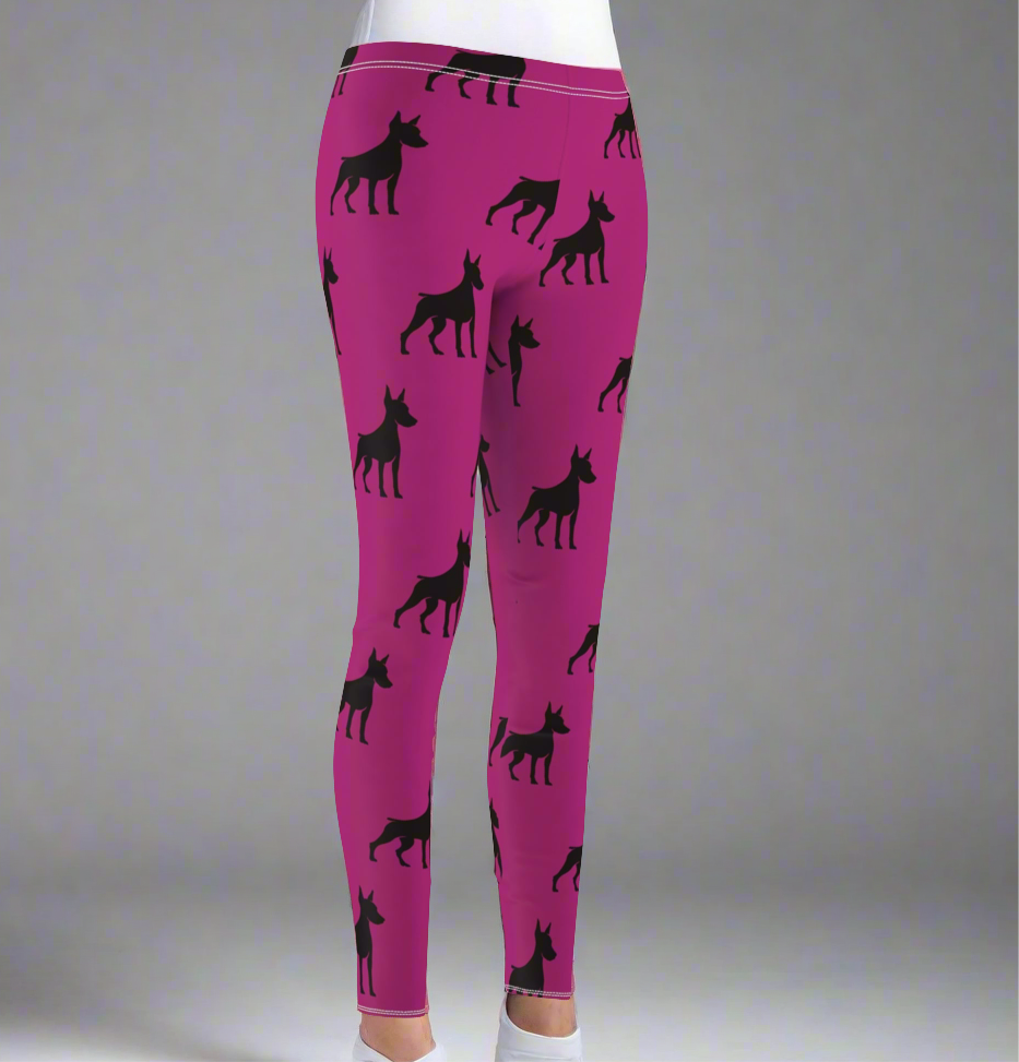 Passion Pink Doberman Silhouette Leggings