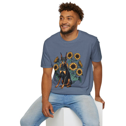 Doberman Sunflowers Unisex Tee