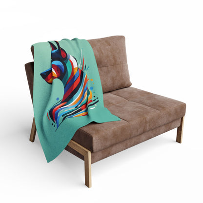 Colorful Abstract Doberman Fleece Blanket