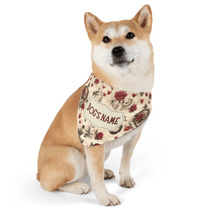 Renaissance Rose Personalized Dog Bandana With Adjustable Collar