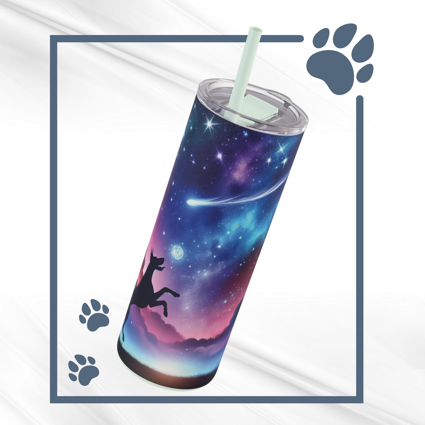 Doberman Playing With The Stars Skinny Matte Tumbler, 20oz