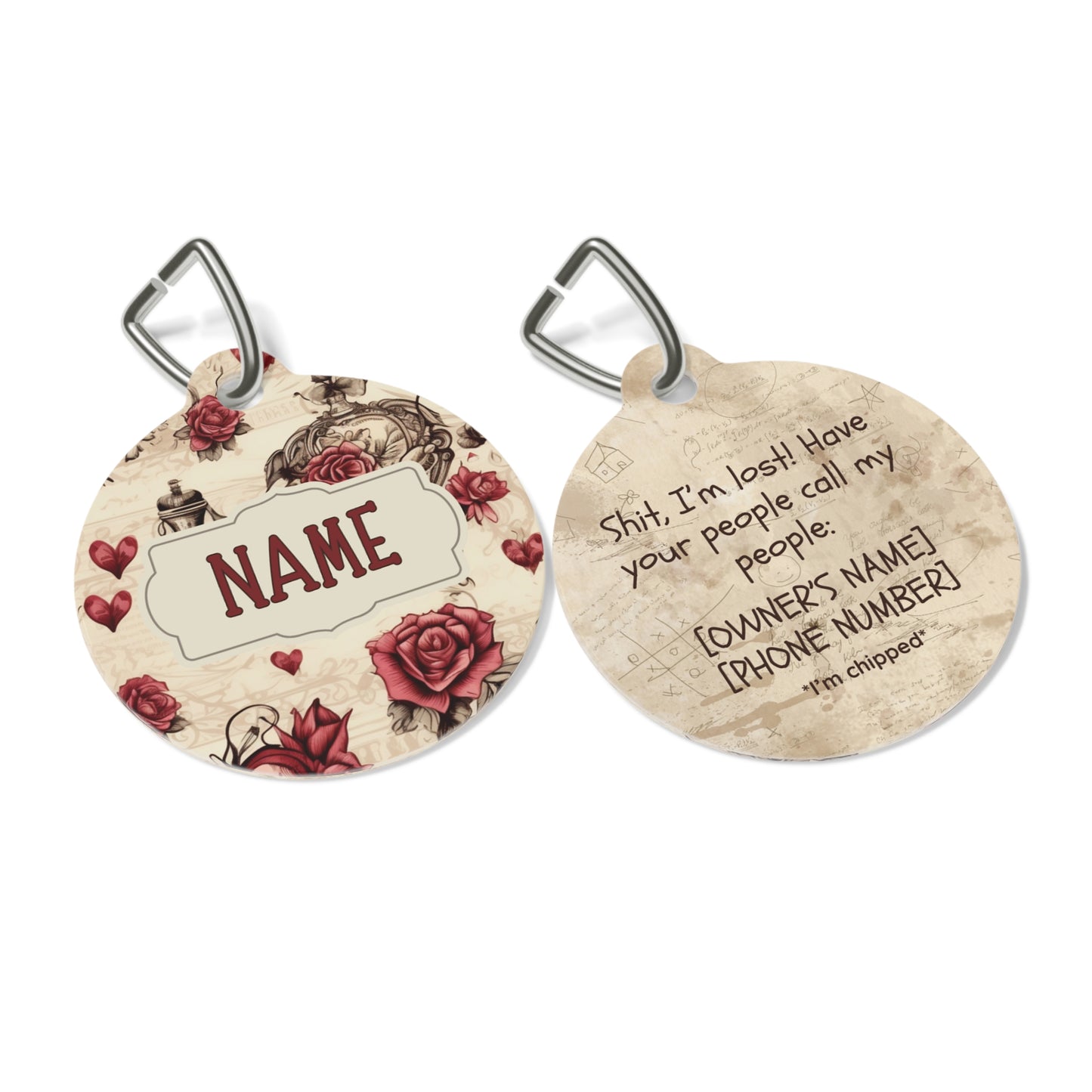 Renaissance Rose Personalized Dog Tag