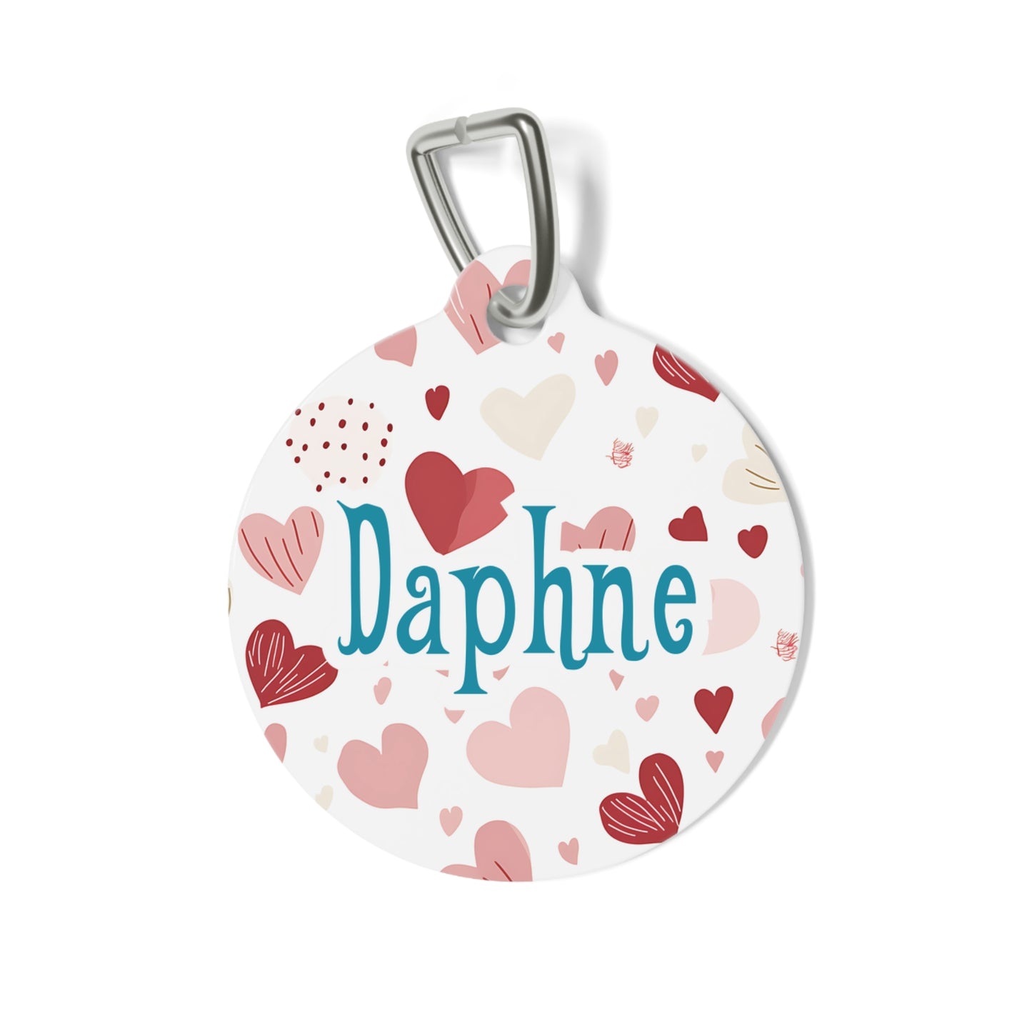 Hand Drawn Hearts Personalized Dog ID Tag