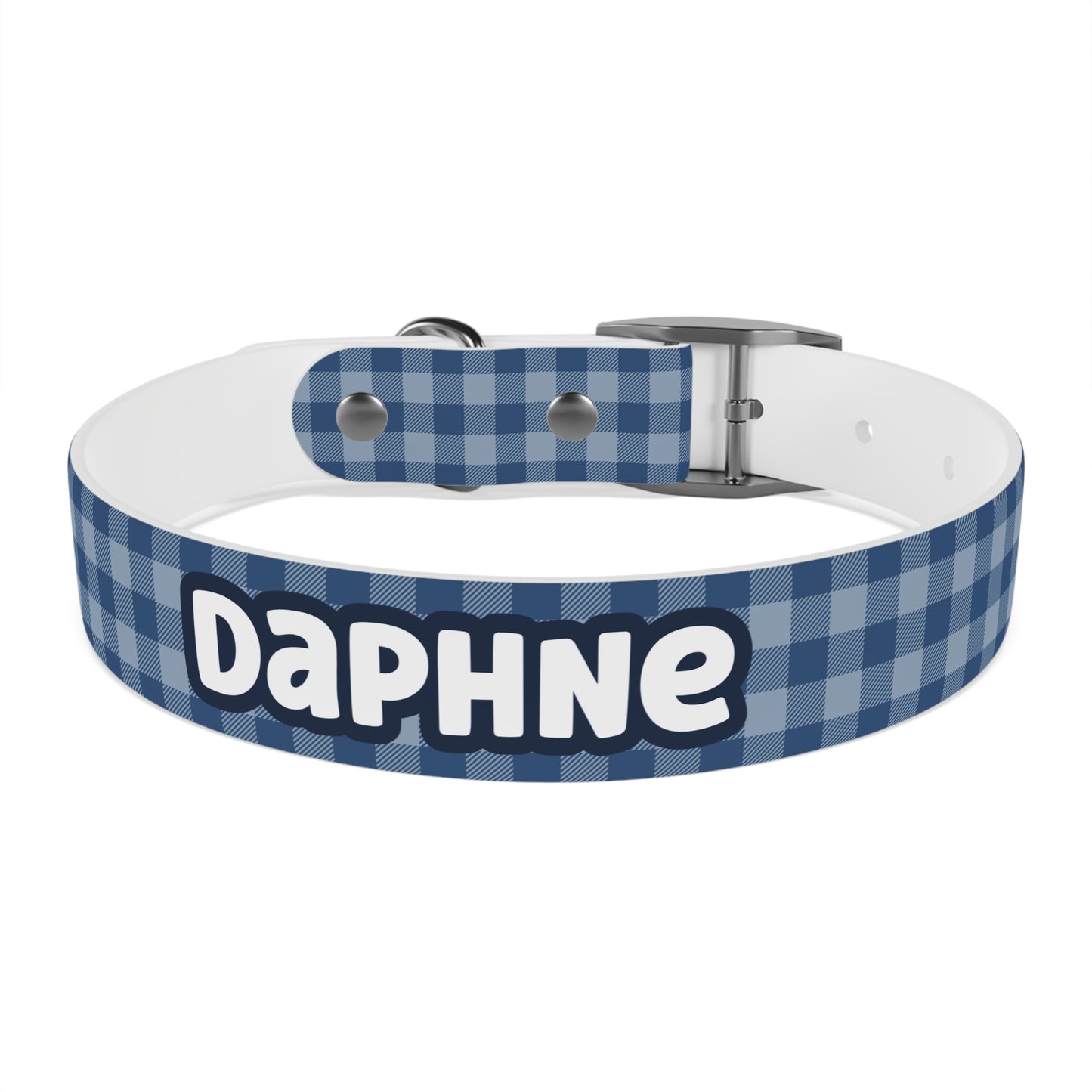 Navy Plaid Personalized Dog Collar