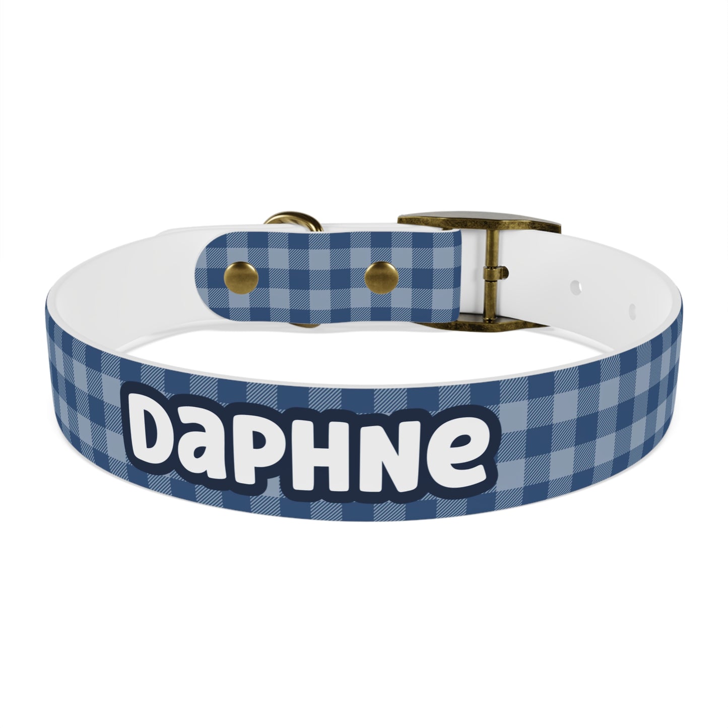 Navy Plaid Personalized Dog Collar