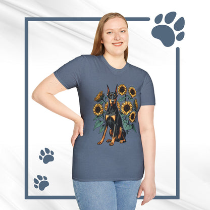 Doberman Sunflowers Unisex Tee