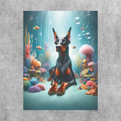 Doberman Oceanic Aura Poster