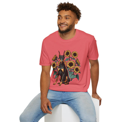 Doberman Sunflowers Unisex Tee